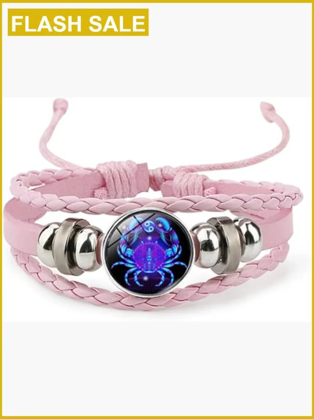 Twelve Zodiac Leather Bracelet Adjustable Spirit Punk Wristband